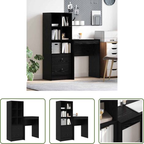 Scrivania con cassetto -  Scrivania con cassetto 2 pcs Rovere Nero