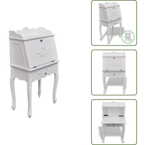 Scrivania con cassetto - vidaXL Scrivania Francese in Legno - Scrivania con scaffali