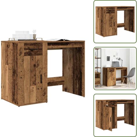 Scrivania con cassetto - vidaXL Scrivania Legno Antico 100x49x75 cm in Legno Multistrato - Scrivania con scomparto