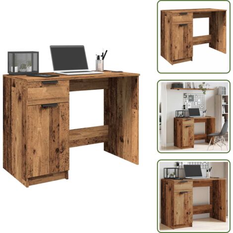 Scrivania con cassetto - vidaXL Scrivania Legno Antico 100x50x75 cm in Truciolato - Scrivania con scomparti
