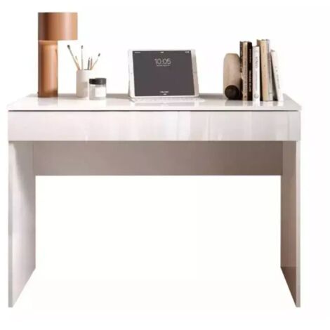 scrivania con cassettone "smile" bianco lucido, 110x50x76 cm