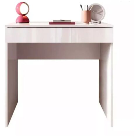 scrivania con cassettone "smile" bianco lucido, 78x50x76 cm