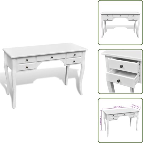 Scrivania con gambe curve - vidaXL Scrivania in Stile Francese Legno con Gambe Curve e 5 Cassetti - Scrivania con 5 cassetti