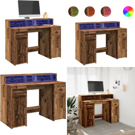 Scrivania con Luci LED Legno Antico 120x55x91 cm in Multistrato - Scrivania in truciolato - Scrivania con illuminazione RGB