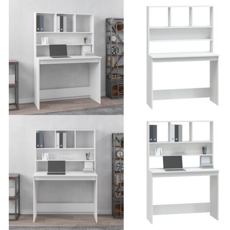 Scrivania con Mensole Bianca 102x45x148 cm in Legno Multistrato - Scrivania in legno - Scrivania da ufficio