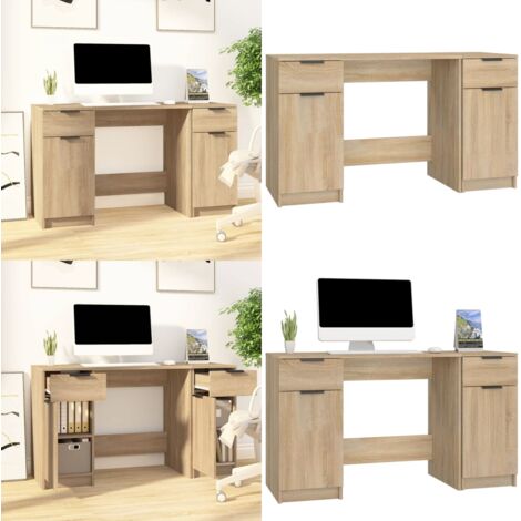 Scrivania con Mobile Laterale Rovere Sonoma Legno Multistrato - Scrivania in legno multistrato - Scrivania moderna