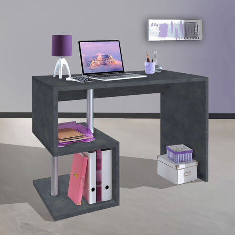 Scrivania con Ripiani Libreria Grigio 100 cm Ufficio Studio