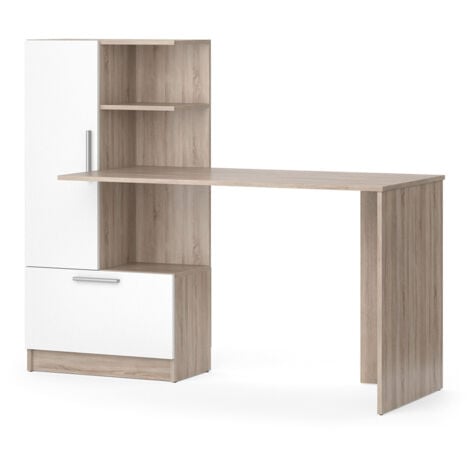 Scrivania con ripiani Tomy, Sonoma/Bianco, 150 x 59.3 cm, Vicco