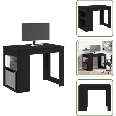 Scrivania con ripiano - vidaXL Scrivania con Cassetto e Ripiano Rovere nero Legno Multistrato - Archiviazione in casa