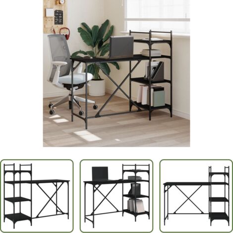 Scrivania con scaffali -  Scrivania per Computer con Scaffali Nera 120x47x109 cm
