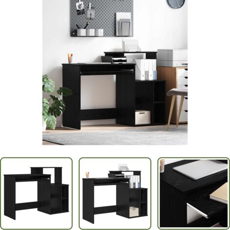 Scrivania con storage -  Scrivania Rovere Nero 120,5 x 44 x 88,5 cm Legno multistrato