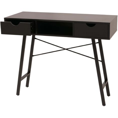 Scrivania consolle tavolino sideboard HHG-162 legno effetto 3D 100x40cm nero