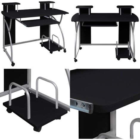 Scrivania da Computer Nera 110x52x88,5 cm in Legno Multistrato - Scrivania in legno - Scrivania per ufficio