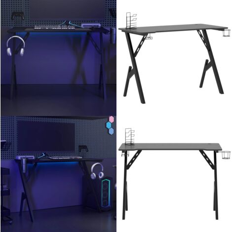 Scrivania da Gaming con Gambe a Y Nera 110x60x75 cm - Scrivania per computer - Supporto per cuffie