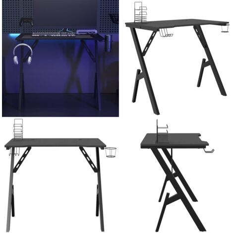 Scrivania da gaming con luci LED RGB 120 x 60 cm nero DARFUR
