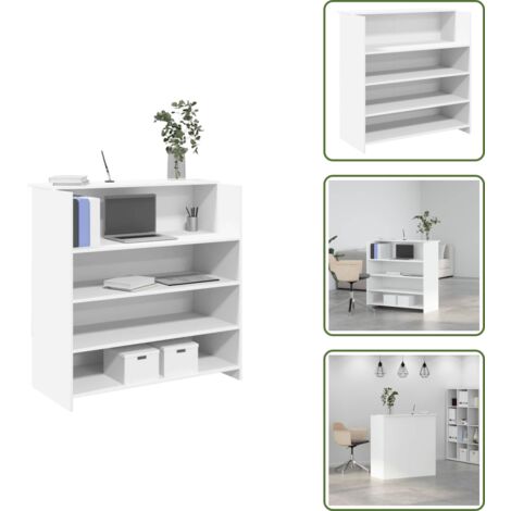 Scrivania da hotel - vidaXL Scrivania per Reception Bianca 100x50x103,5 cm in Legno Massello - Scrivania da clinica