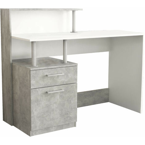 Scrivania da interno studio camera da letto con 2 cassetti e doppio ripiano in legno nobilitato bilaminato Double Desk - Grey