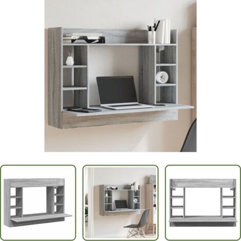 Scrivania da parete -  Scrivania a Parete Grigio Sonoma 105x48x75cm Legno Multistrato