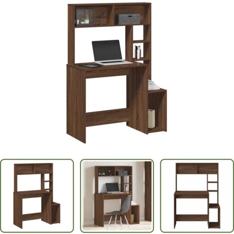 Scrivania da studio -  Scrivania Mensole Rovere Marrone 100x45x140cm Legno Multistrato