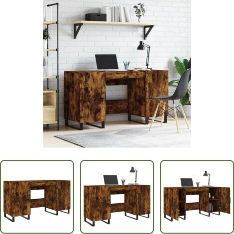 Scrivania da studio -  Scrivania Rovere Fumo 140x50x75 cm in Legno Multistrato
