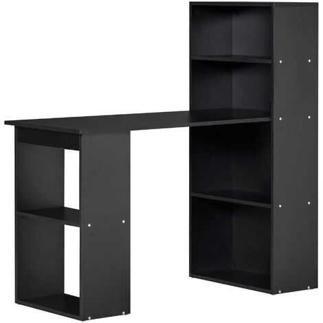 Scrivania da Ufficio 6 Ripiani Laterali 120x55x120 cm in Legno Nero