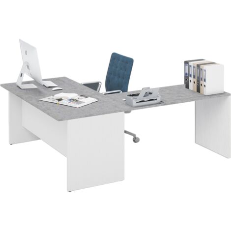 Scrivania da ufficio ad angolo reversibile colore Cemento H74x160x200cm