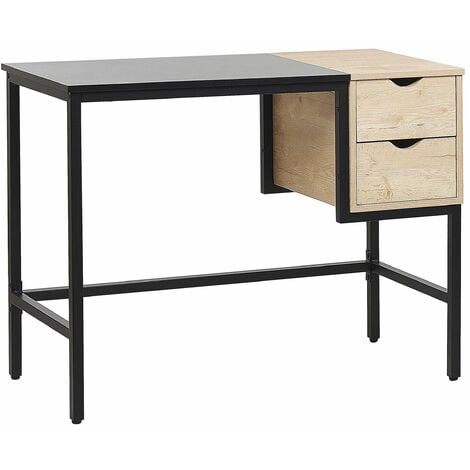 Scrivania da Ufficio Industriale 2 Cassetti 120 x 48 cm Nero Harper