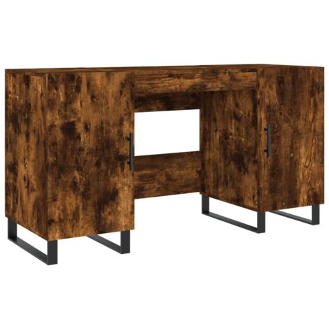 Scrivania da ufficio postazione di lavoro mobile per computer studio rovere affumicato 140 x 50 x 75 cm legno ingegnerizzato marrone 020023584