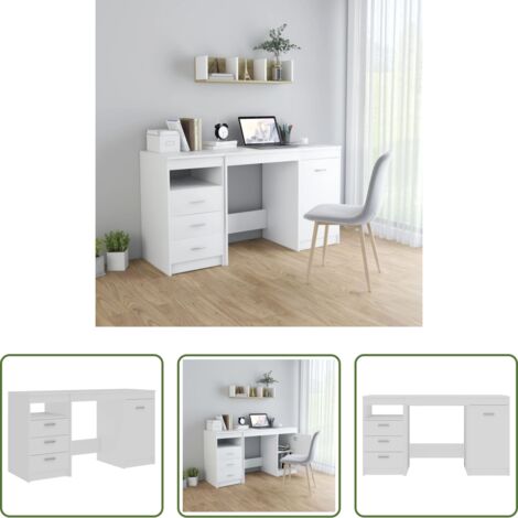Scrivania da ufficio -  Scrivania Bianca 140x50x76 cm in Legno Multistrato