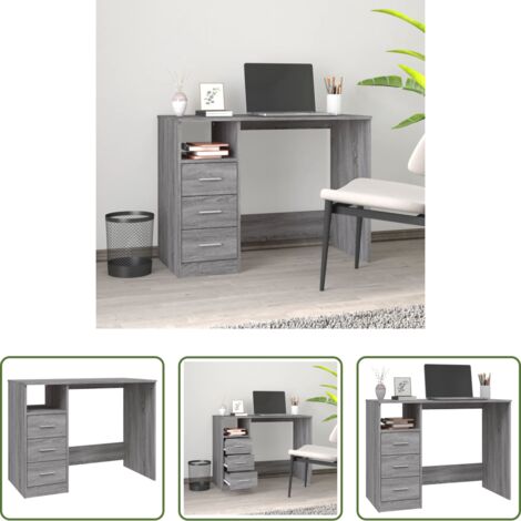 Scrivania da ufficio -  Scrivania Cassetti Grigio Sonoma 102x50x76 cm Legno Multistrato