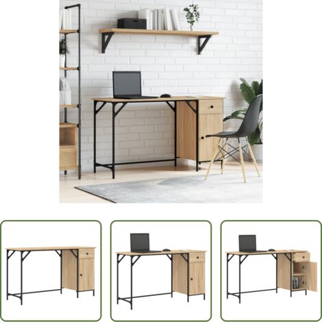 Scrivania da ufficio -  Scrivania Computer Rovere Sonoma 131x48x75 cm Legno Multistrato
