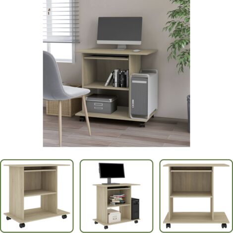 Scrivania da ufficio -  Scrivania Computer Rovere Sonoma 80x50x75 cm Legno Multistrato