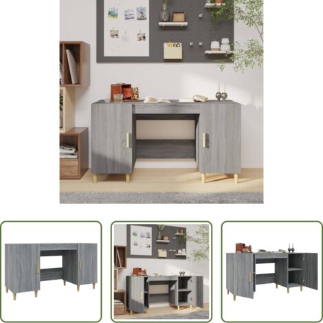 Scrivania da ufficio -  Scrivania Grigio Sonoma 140x50x75 cm in Legno Multistrato