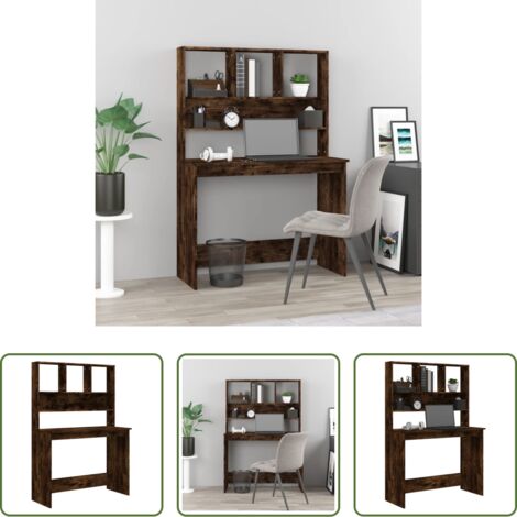 Scrivania da ufficio -  Scrivania Mensole Rovere Fumo 102x45x148 cm Legno Multistrato