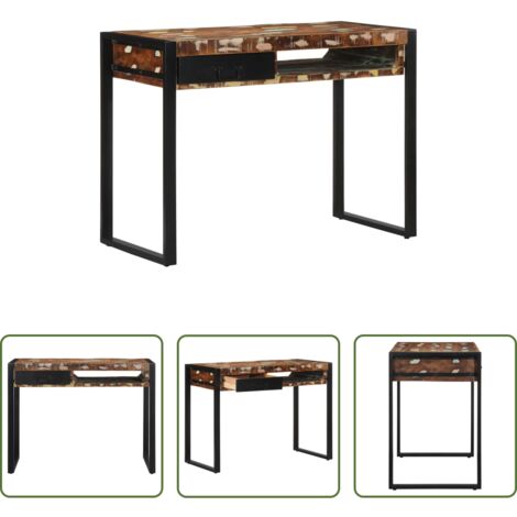 Scrivania da ufficio -  Scrivania Multicolore 100x50x75 cm in Legno Massello Recupero