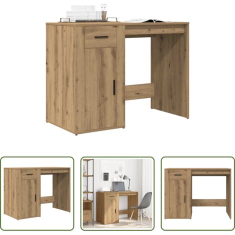 Scrivania da ufficio -  Scrivania Rovere Artigianale 100x49x75 cm in Legno Multistrato