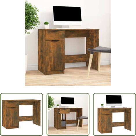 Scrivania da ufficio -  Scrivania Rovere Fumo 100x50x75 cm in Legno Multistrato