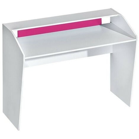 Scrivania da ufficio Sorviru 100, Bianco + Fucsia, Il numero di porte: 0, Numero di cassetti: 0, 76x120x50cm