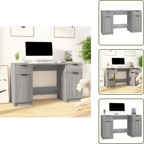 Scrivania da ufficio - vidaXL Scrivania con Mobile Laterale Grigio Sonoma Legno Multistrato - Mobile laterale