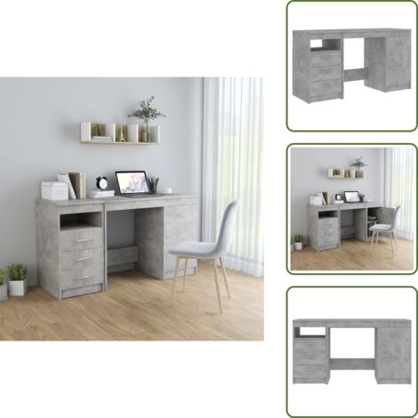 Scrivania da ufficio - vidaXL Scrivania Grigio Cemento 140x50x76 cm in Truciolato - Scrivania con cassetti