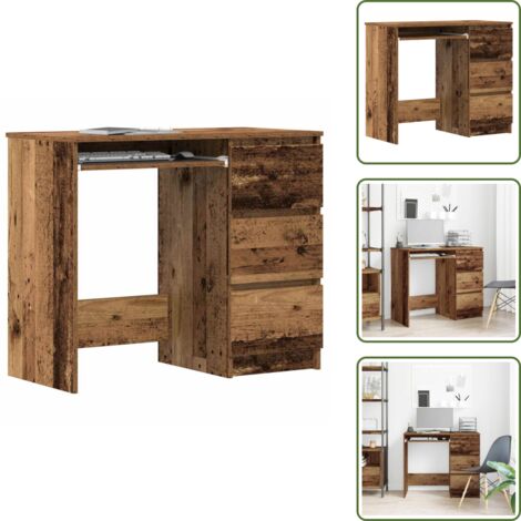 Scrivania da ufficio - vidaXL Scrivania Legno Antico 90x45x76 cm in Legno Multistrato - Scrivania con cassetti