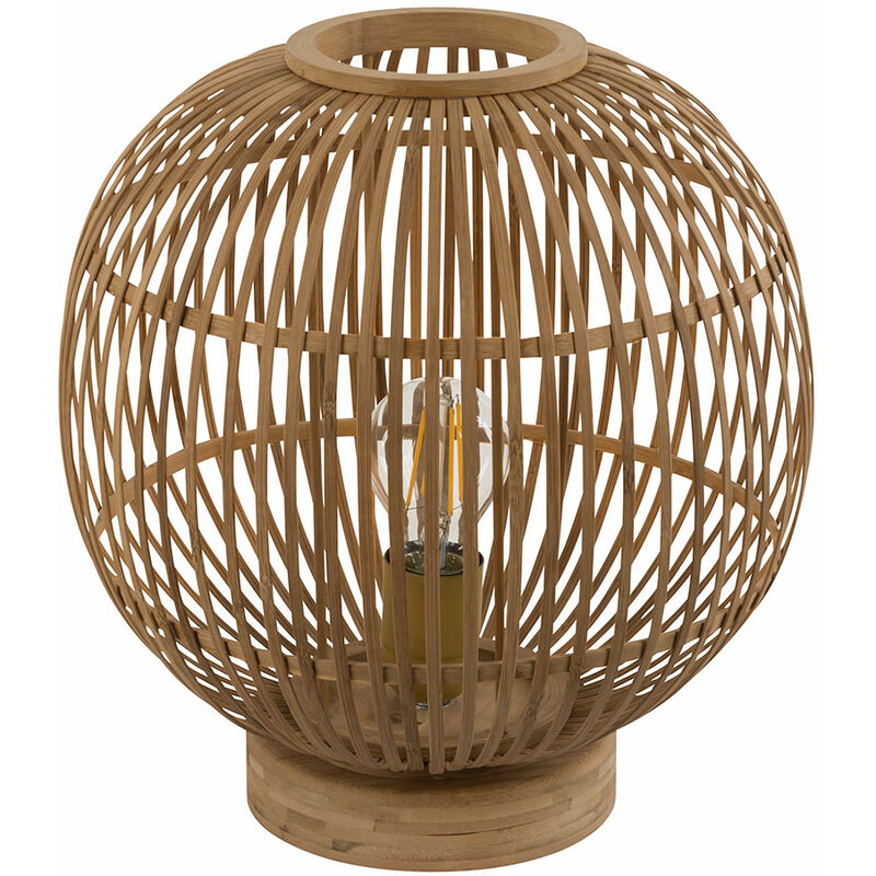 Image of Etc-shop - Lampada da tavolo lampada boho bambù lampada da comodino lampada a sfera camera da letto colore naturale, attacco 1x attacco E27, DxH