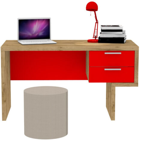 Scrivania di design - Soluzione perfetta per il tuo studio - Quercia e Rosso