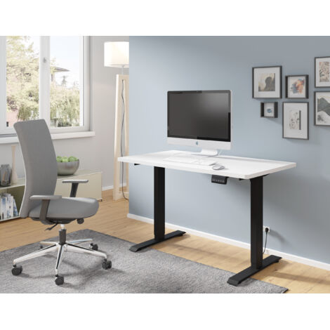 Scrivania Ergo bianco opaco e nero 73-120cm