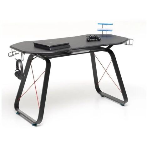 SCRIVANIA GAMING NERA ACCIAIO E VETRO NERO MISURA 145X65X89H CM M0313-01