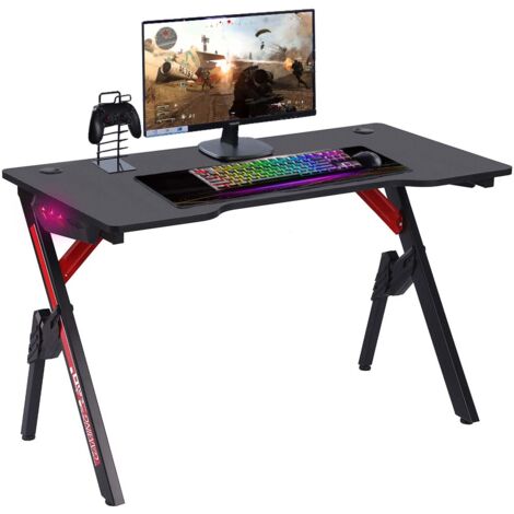 Scrivania Gaming Porta Pc Computer con Luci LED RGB e Tappetino Mouse Pad 80x30