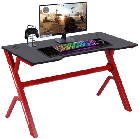 Scrivania Gaming Porta Pc Computer in Metallo e Legno MDF Tappetino Mouse Pad