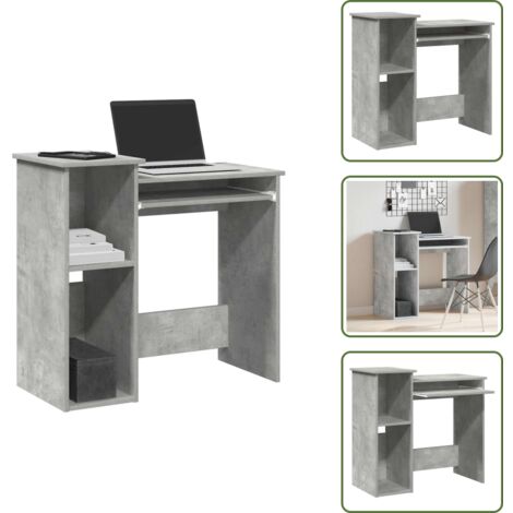 Scrivania grigia cemento - vidaXL Scrivania Mensole Grigio Cemento 84x40x78 cm Legno Multistrato - Scrivania per computer