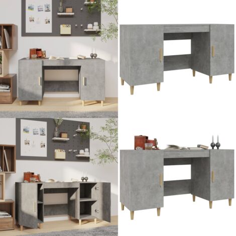 Scrivania Grigio Cemento 140x50x75 cm in Legno Multistrato - Scrivania da ufficio - Scrivania grigio cemento