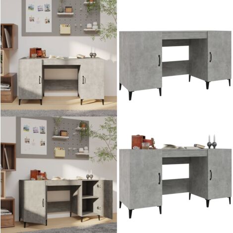 Scrivania Grigio Cemento 140x50x75 cm in Legno Multistrato - Scrivania da ufficio - Scrivania industriale
